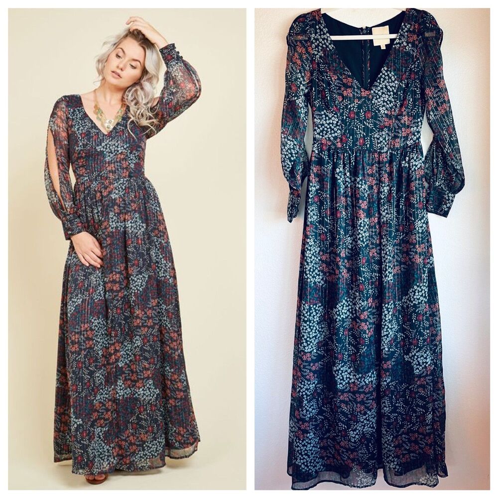 Nwot Modcloth Loop, Twirl & Arch Long Sheer Split… - image 1